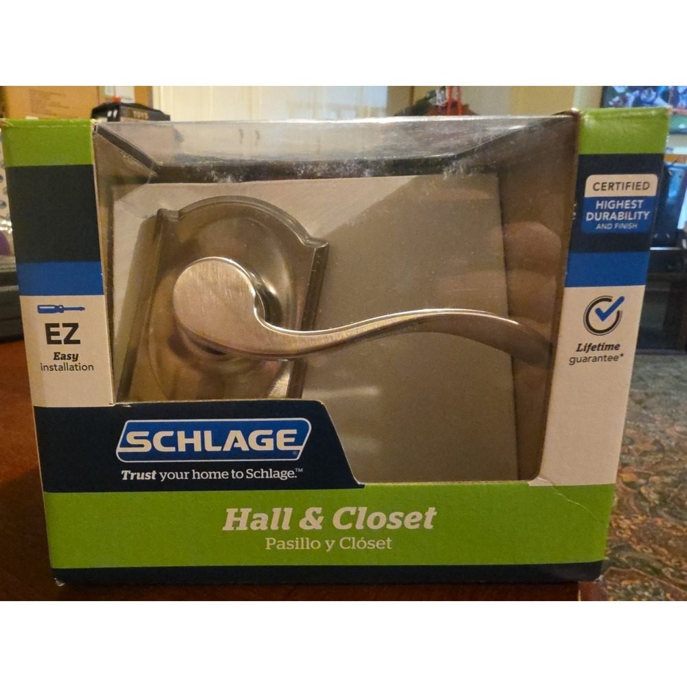 Schlage Accent Satin Nickel Passage Hall/Closet Door Handle with‎ Camelot Trim